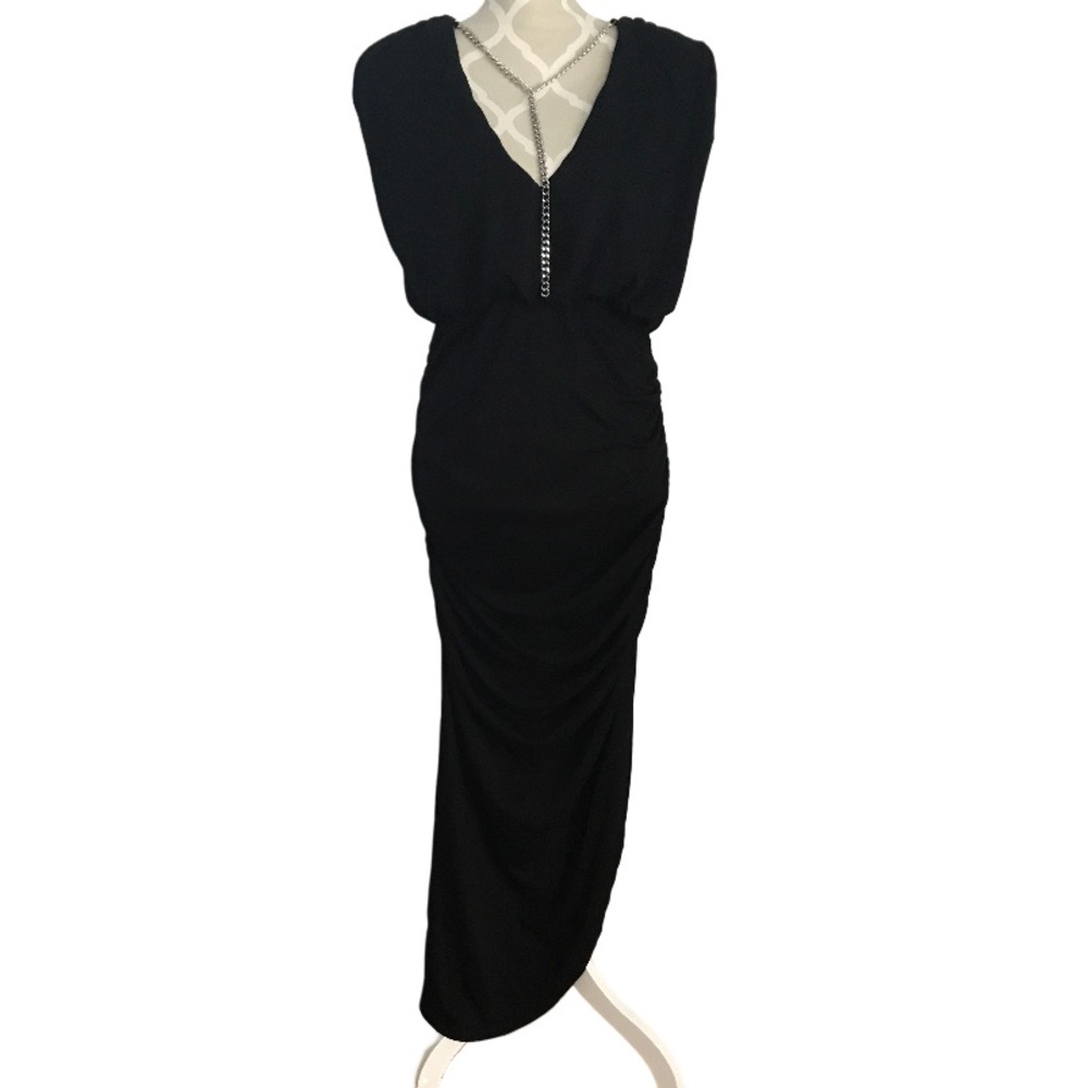 Anrabess Bodycon Maxi Dress With Silver Chain Accent Large New With Tag